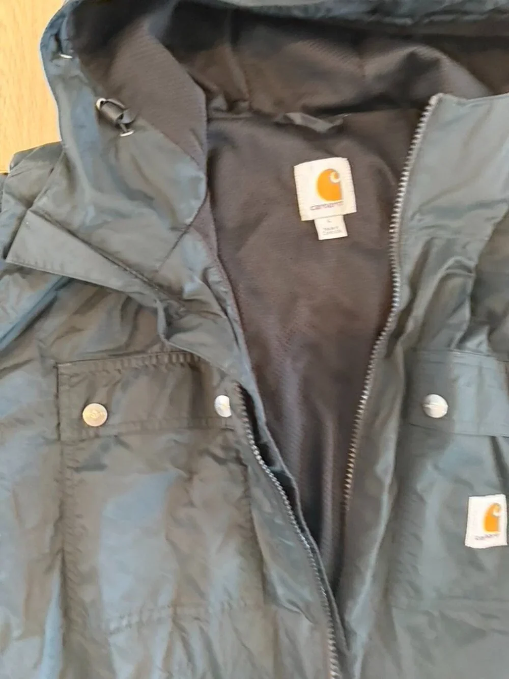 Men’s Carhartt hooded rain jacket Large Black